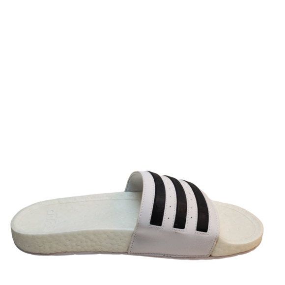 Adidas Comfort Shoes Adilette Boost Slip On Slide Sandals Black White - Picture 3 of 7
